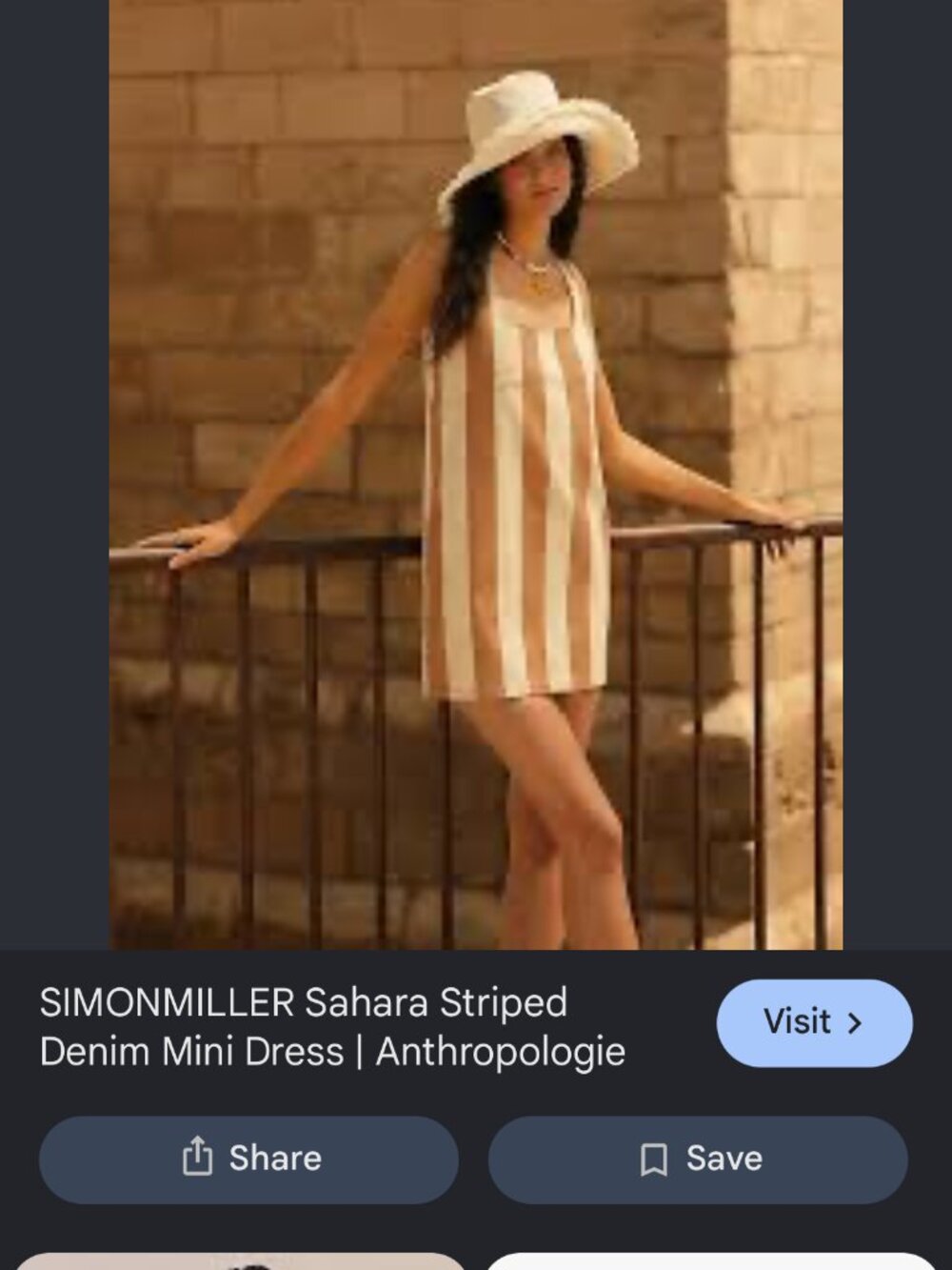 NEW SIMONMILLER SAHARA STRIPED DENIM DRESS IN tan small